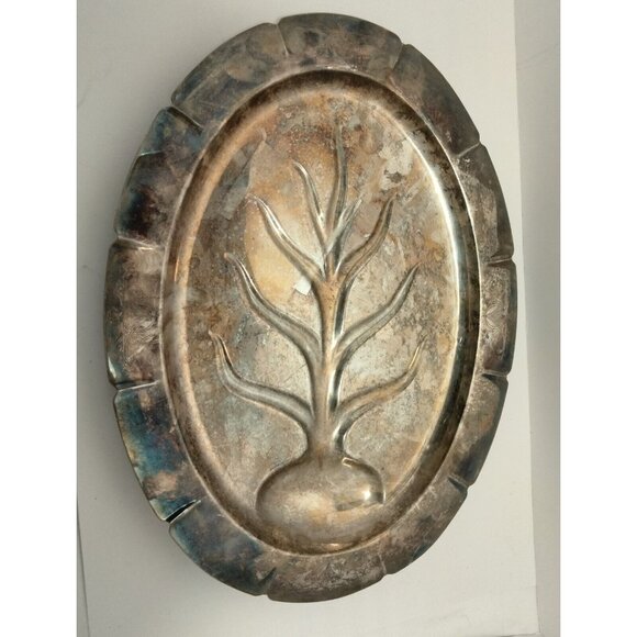 Vintage Silverplate Serving Platter Turkey Meat Tray Oval Footed Classic - Picture 1 of 6